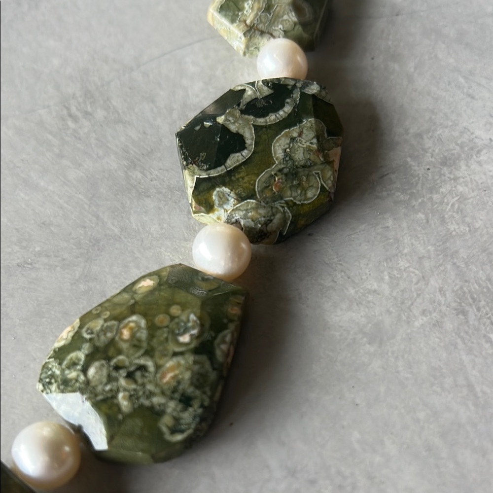 Becky Thatcher Ocean Jasper Stone & Pearl Necklace and Earring Set - Picture 4 of 6